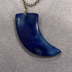 Blue horn statement necklace